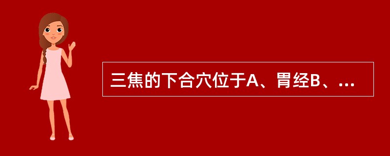 三焦的下合穴位于A、胃经B、胆经C、三焦经D、膀胱经E、小肠经