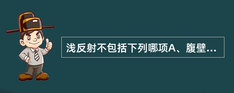 浅反射不包括下列哪项A、腹壁反射B、提睾反射C、角膜反射D、跖反射E、桡反射 -