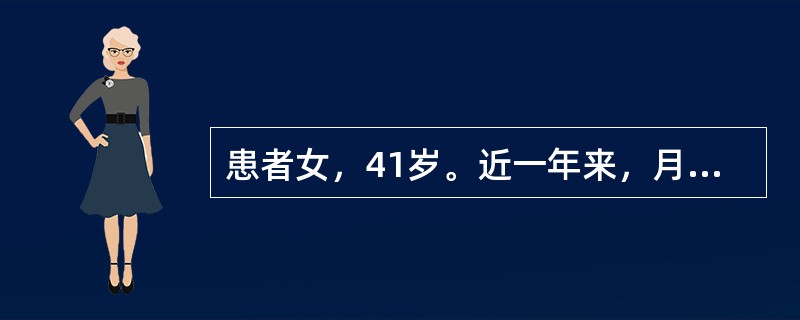 患者女，41岁。近一年来，月经量增多，经期延长.伴进行性痛经，且逐渐加重。体检示