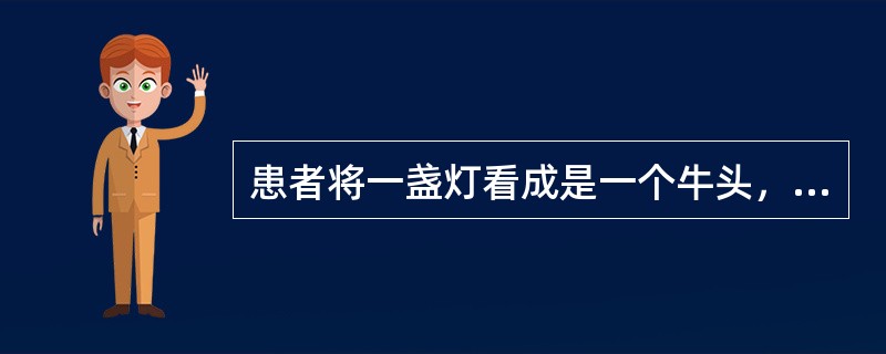 患者将一盏灯看成是一个牛头，此症状是A、空间知觉障碍B、错觉C、幻视D、妄想E、