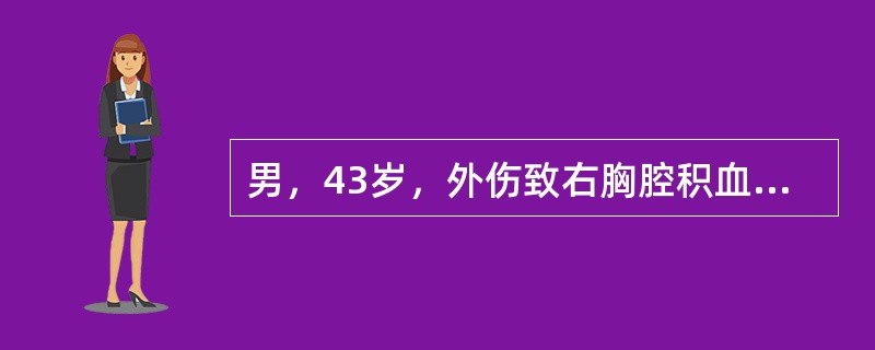 男，43岁，外伤致右胸腔积血，胸腔穿刺抽出浑浊胸腔积液，此时主要治疗应是A、对症