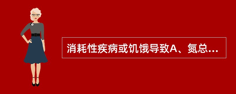 消耗性疾病或饥饿导致A、氮总平衡B、氮正平衡C、氮负平衡D、摄入氮≤排出氮E、摄