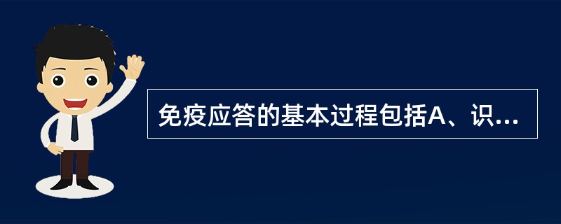 免疫应答的基本过程包括A、识别、活化、应答三个阶段B、识别、活化、排斥三个阶段C
