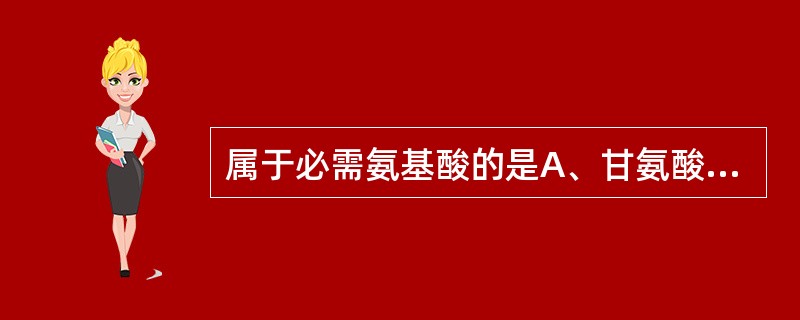 属于必需氨基酸的是A、甘氨酸B、丙氨酸C、天冬氨酸D、苯丙氨酸E、胱氨酸