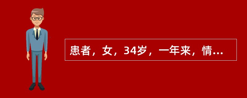 患者，女，34岁，一年来，情绪激动、失眠、心悸、疲乏、消瘦、话多、动作多、注意力