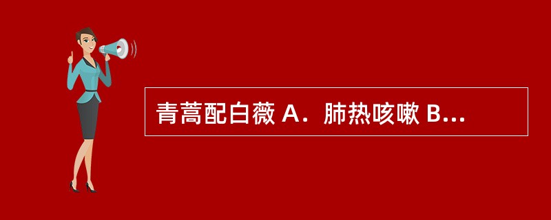 青蒿配白薇 A．肺热咳嗽 B．阴虚发热 C．小儿疳热 D．咽喉肿痛 E．阴虚外感