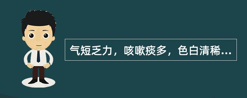 气短乏力，咳嗽痰多，色白清稀，食少纳呆，腹胀便溏，证属A、肺肾阴虚证B、肺脾两虚