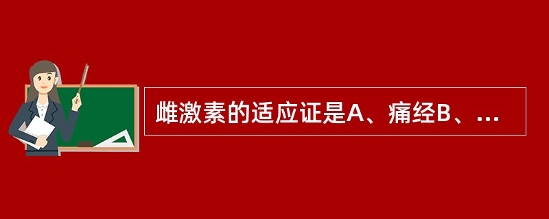 雌激素的适应证是A、痛经B、功能性子官出血C、消耗性疾病D、先兆性流产E、绝经期