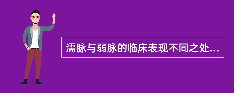 濡脉与弱脉的临床表现不同之处是( )A、脉形粗细B、脉位浮沉C、脉力强弱D、脉之