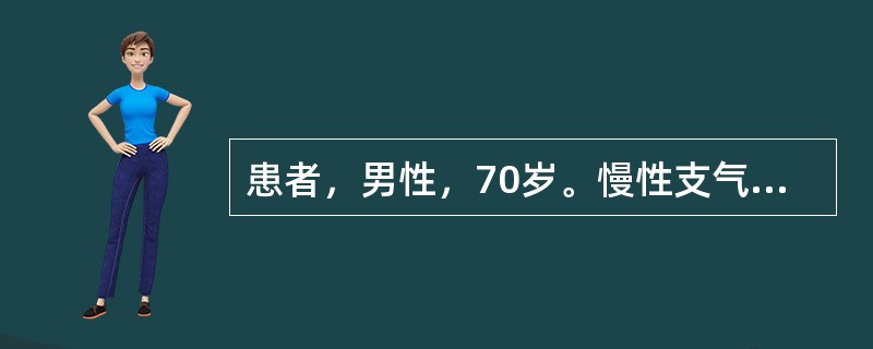 患者，男性，70岁。慢性支气管炎、慢性阻塞性肺气肿病史10余年，本次因感染后加重