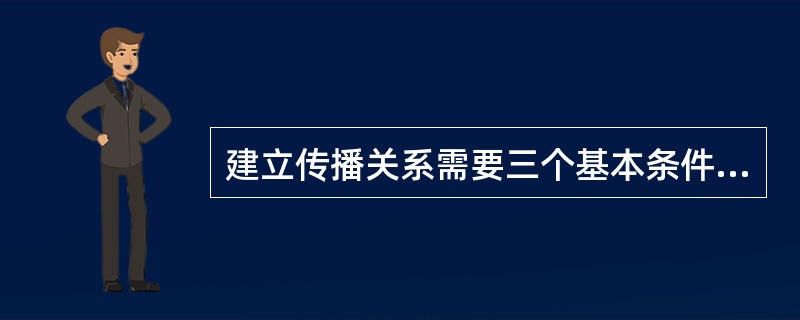 建立传播关系需要三个基本条件，它们是A、渠道和受传者B、受传者和反馈C、受传者和