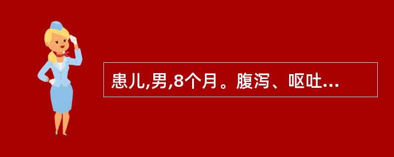 患儿,男,8个月。腹泻、呕吐5天。精神萎靡,前囟、眼窝凹陷,皮肤弹性极差,呼吸深