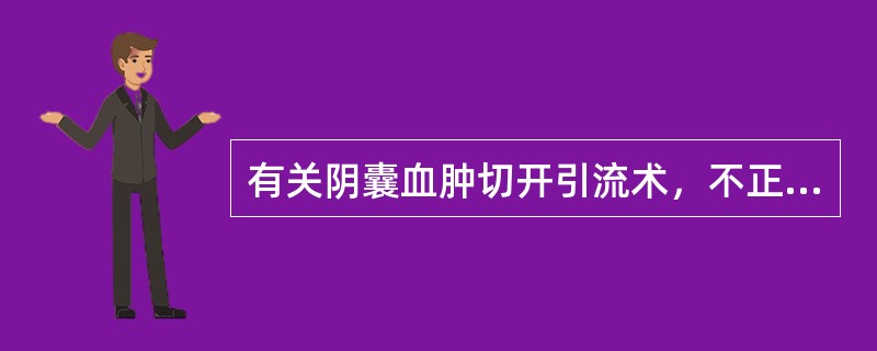 有关阴囊血肿切开引流术，不正确的做法是( )。A、确定出血源于何侧B、粗略清除积