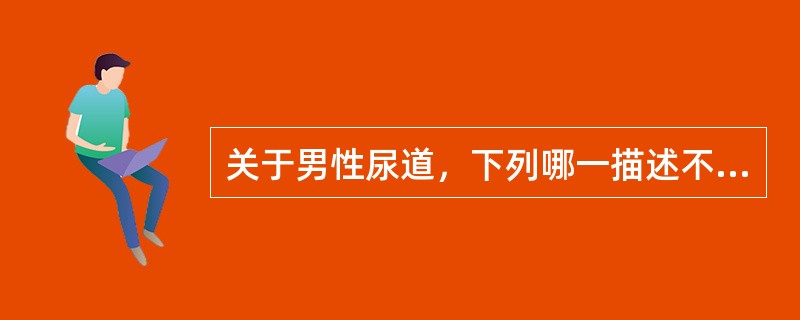 关于男性尿道，下列哪一描述不正确A、前列腺部和膜部称后尿道B、前列腺部管腔最宽C