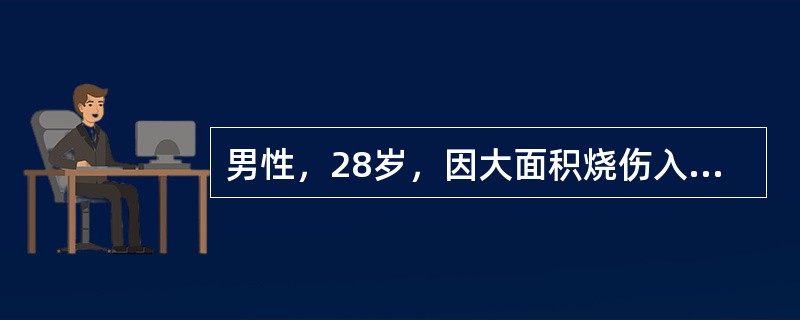 男性，28岁，因大面积烧伤入院。入院后患者先后出现休克、ARDS、肾衰竭、肠功能