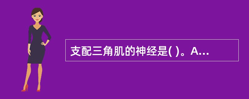 支配三角肌的神经是( )。A、胸长神经B、桡神经C、尺神经D、腋神经E、肌皮神经