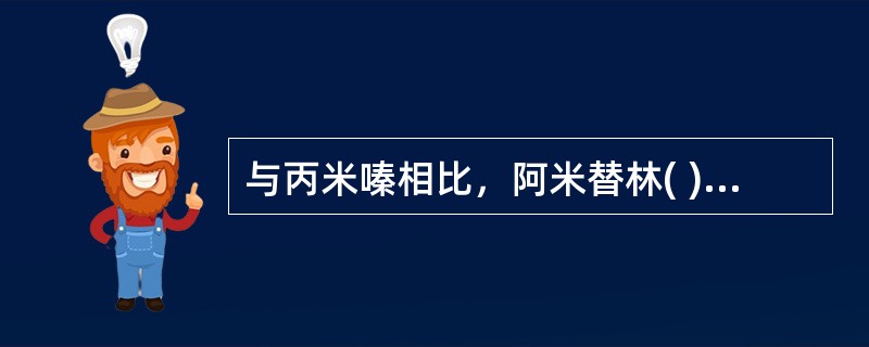 与丙米嗪相比，阿米替林( )。A、抑制去甲肾上腺素再摄取作用较弱B、抗胆碱作用较