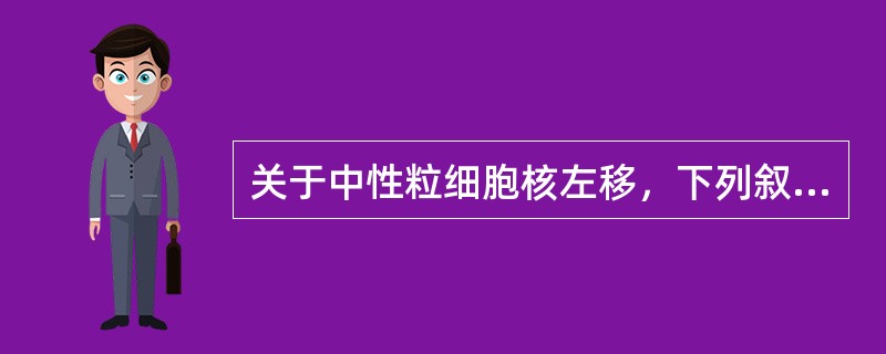 关于中性粒细胞核左移，下列叙述哪项较为确切（）