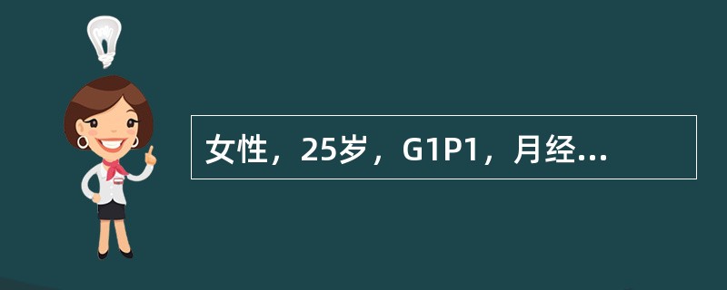 女性，25岁，G1P1，月经周期为30天，经期5天，月经量中等，目前坚持采用服用