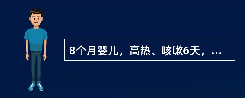 8个月婴儿，高热、咳嗽6天，喘憋3天，今惊厥2次。出生时接种过卡介苗。体检：肛温