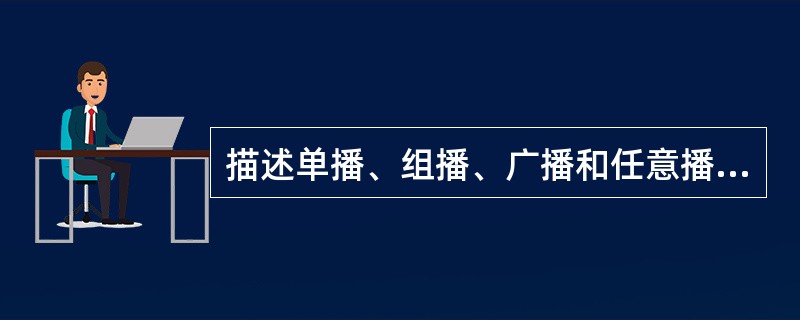 描述单播、组播、广播和任意播传输。