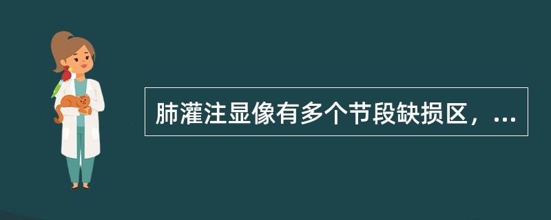 肺灌注显像有多个节段缺损区，且通气／灌注显像不匹配（）。