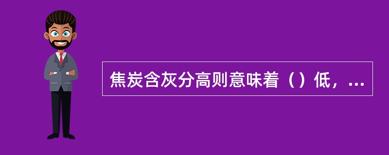 焦炭含灰分高则意味着（）低，质量差。