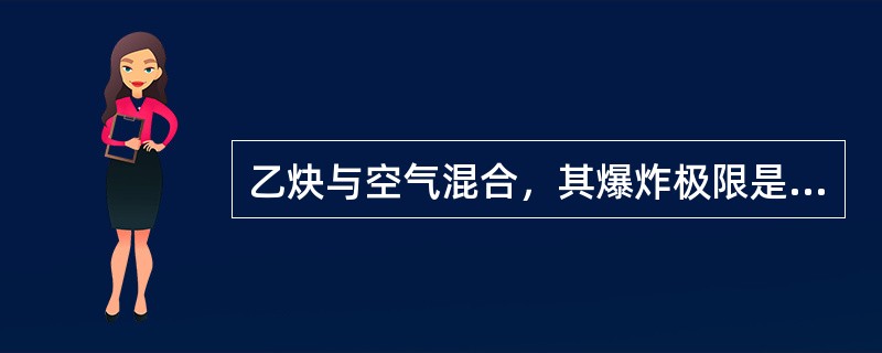 乙炔与空气混合，其爆炸极限是（）。