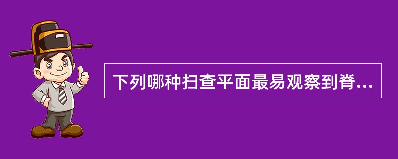 下列哪种扫查平面最易观察到脊柱裂（）。