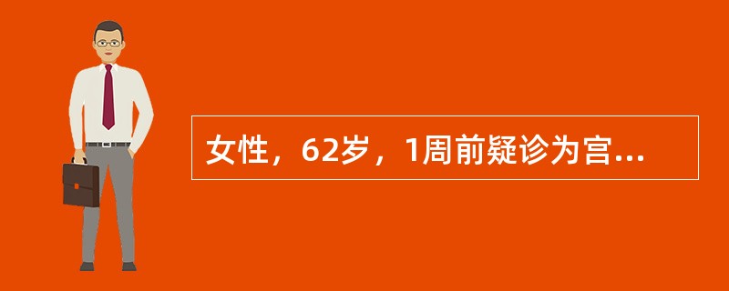 女性，62岁，1周前疑诊为宫颈癌。超声检查如图，最可能的诊断是（）。