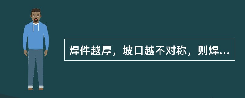 焊件越厚，坡口越不对称，则焊后角变形越大。