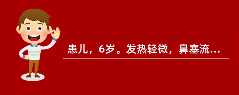 患儿，6岁。发热轻微，鼻塞流涕，喷嚏，咳嗽，起病后1～2天出皮疹，疹色红润，疱浆