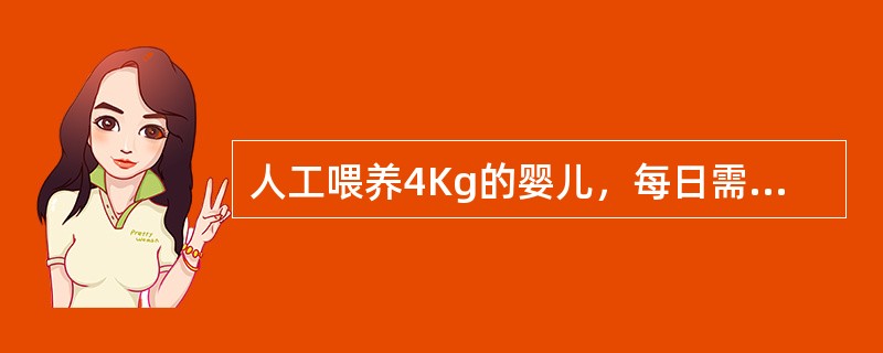 人工喂养4Kg的婴儿，每日需喂鲜牛乳、加糖、加喂温开水的数量应为（）