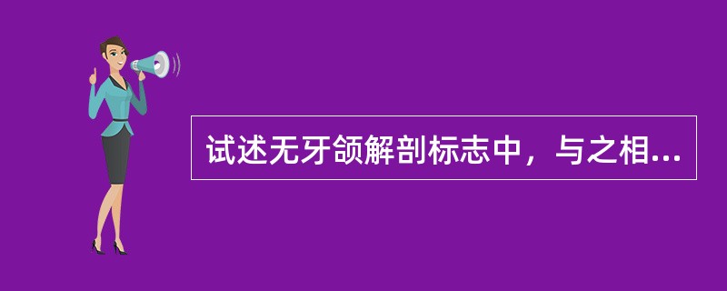 试述无牙颌解剖标志中，与之相应的全口义齿基托组织面应缓冲的区域。