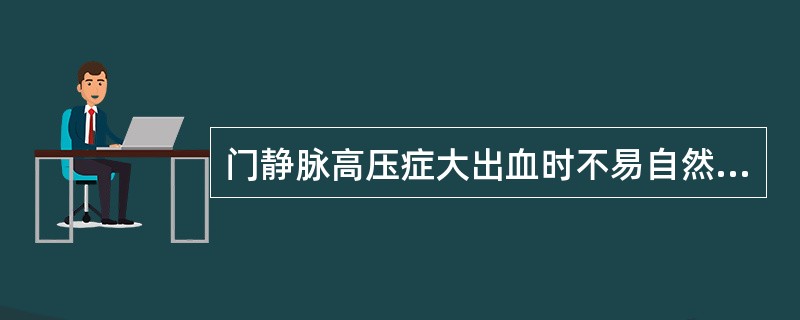 门静脉高压症大出血时不易自然止血的原因，以下说法不正确的是（）。