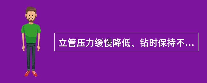 立管压力缓慢降低、钻时保持不变、钻井液总池体积降低，可能是（）刺漏。
