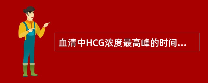 血清中HCG浓度最高峰的时间是（）