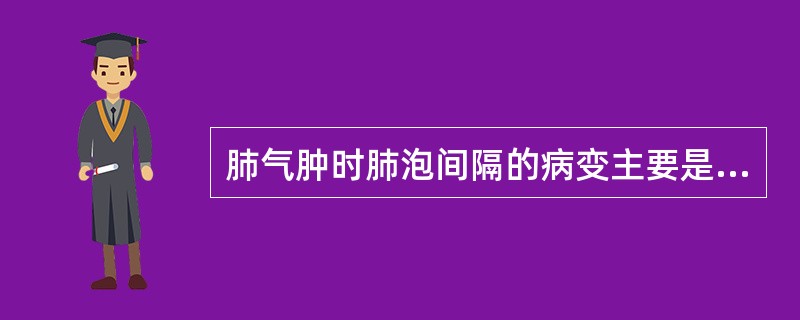 肺气肿时肺泡间隔的病变主要是（）