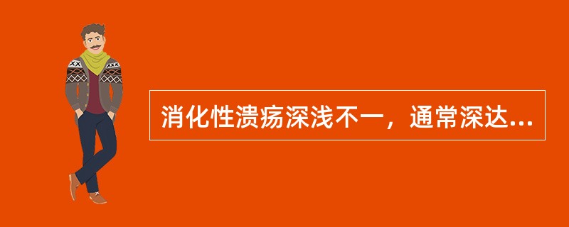 消化性溃疡深浅不一，通常深达（）