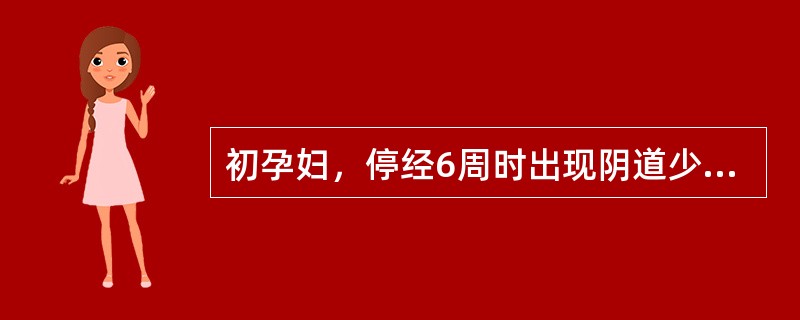 初孕妇，停经6周时出现阴道少量流血，来院就诊，妇科检查见子宫约40天大小，质软，