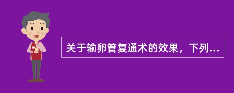 关于输卵管复通术的效果，下列哪项是错误的（）