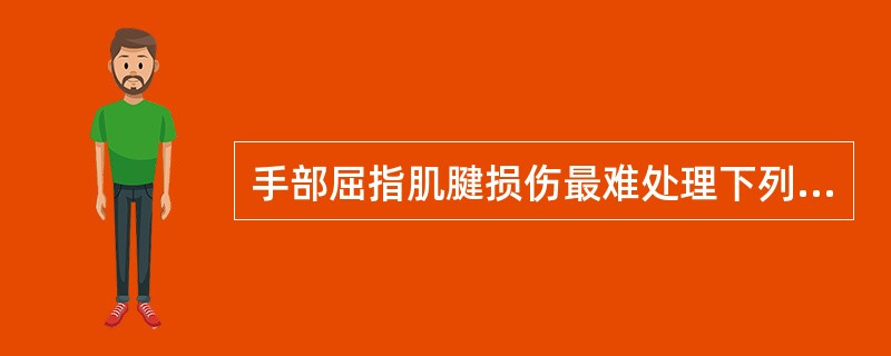 手部屈指肌腱损伤最难处理下列哪个部位？（）