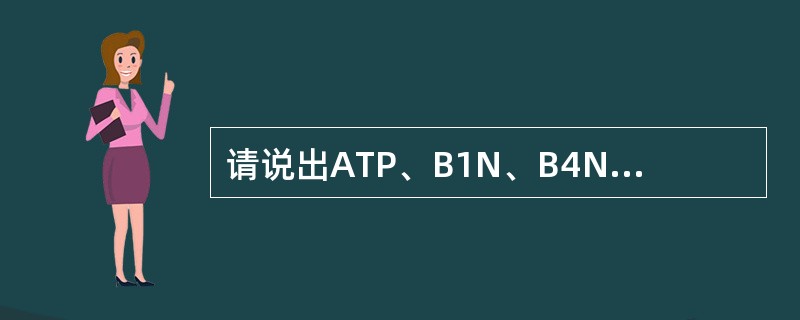 请说出ATP、B1N、B4N、B7N、EB的英文缩写表示含义？