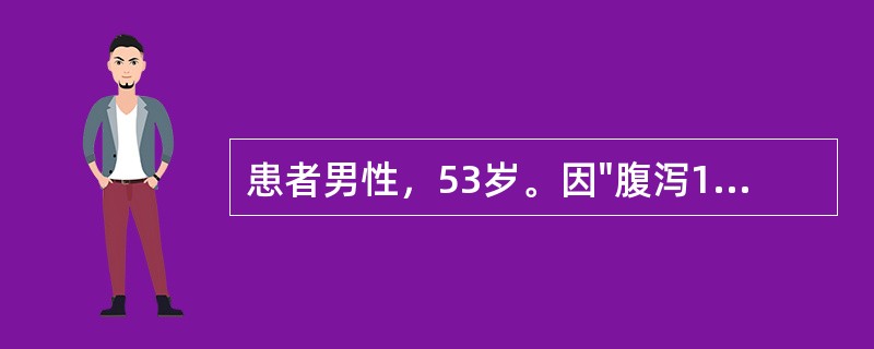 患者男性，53岁。因"腹泻10余天，血压偏低2小时"入院，入院时发现患者呼吸深快