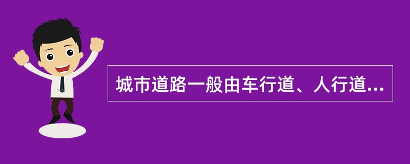 城市道路一般由车行道、人行道（）组成。