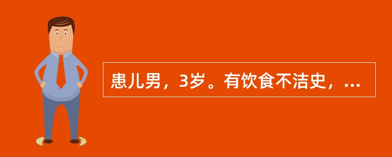 患儿男，3岁。有饮食不洁史，高热2小时，体温40℃，呕吐一次，面色苍白，四肢冰冷
