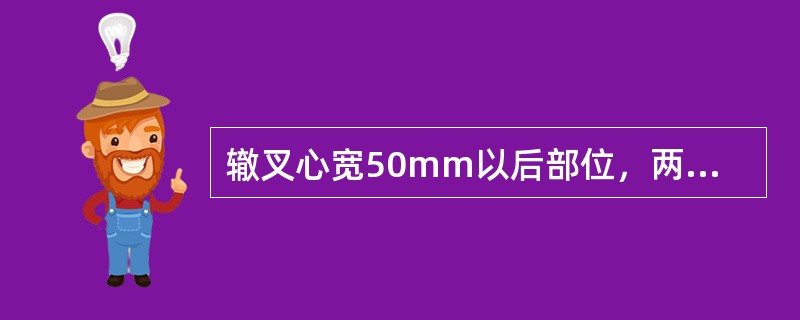 辙叉心宽50mm以后部位，两条垂直裂纹相加超过80mm，判重伤。