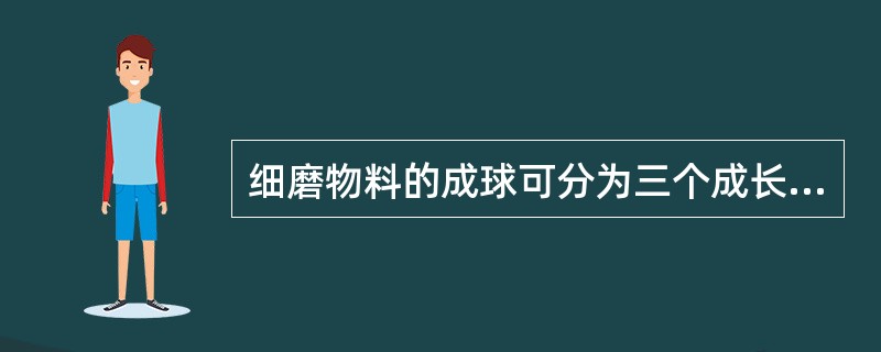 细磨物料的成球可分为三个成长阶段（）阶段、（）阶段、（）阶段。