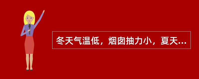 冬天气温低，烟囱抽力小，夏天气温高，烟囱抽力大。（）