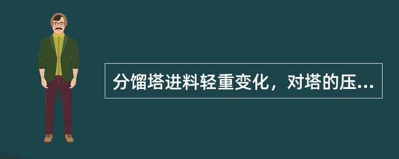 分馏塔进料轻重变化，对塔的压力无影响。